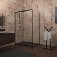Душевой угол раздвижной прямоугольный RV046B-140120-01-C5 1400х1200х1950 Цвет профиля Чёрный  Стекло Прозрачное Veconi