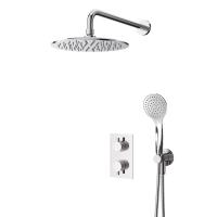 Душевая система термостатическая с дивиатором для верхнего и ручного душа, верхний душ из стены 25 см Термостатический смеситель LEAF-DSIP-T-25-01 Хром ручка  Хром Cezares