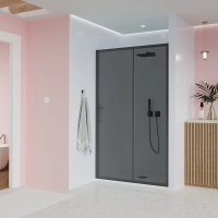 Душевая дверь раздвижная E1-B-100-12-C9 1000x1950 Цвет профиля Чёрный матовый Стекло  Тонированное матовое Veconi