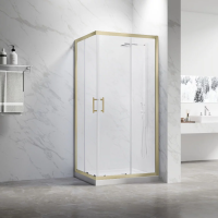 Душевой угол раздвижной RV27G-12080-01-C8 1200x800x1900 Цвет профиля Золото брашинг Стекло Прозрачное Veconi
