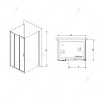 Душевой уголок RGW PA-73-1 (PA-13 + Z-060-2) прямоугольный  170* 80*195 0608731178-011 профиль Хром стекло Прозрачное 5 мм RGW