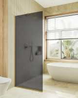 Душевая перегородка в профиле MaybahGlass 1950*790 Стекло 8 мм Графит матовый   Профиль: Узкий, Цвет Золото MGD-699-3у