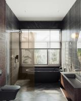 Душевая перегородка в профиле MaybahGlass 1950*690 Стекло 8 мм Бронза   Профиль: Широкий, Цвет Хром матовый MGD-702-5ш