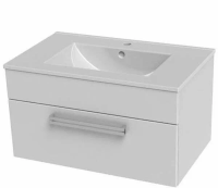 Тумба Ника 77 под раковину подвесная 1ящ. Белая БЕЗ РАКОВИНЫ