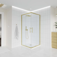 Душевой угол раздвижной E3-G-12080-01-C9 1200х800x1950 Цвет профиля Золото брашинг Стекло  Прозрачное Veconi