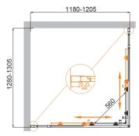Душевой уголок, прямоугольный MOLVENO-AH-22-130/120-P-Cr 1300x1200x1950 Cezares