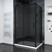 Душевой угол раздвижной прямоугольный RV055BT-14090-05-C8 1400х900х1950 Цвет профиля Чёрный матовый Стекло Тонированное Veconi