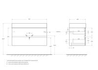 Тумба под раковину подвесная с двумя выкатными ящиками MOLVENO 46  Nero MOLVENO 46-100-2C-SO-NR CEZARES