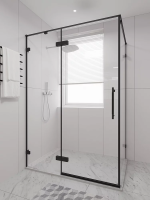 Душевой угол распашной 1200х1000x2000 цвет профиля Чёрный матовый стекло прозрачное осветленное AL-SP-120100-00-B-C4 Premium Veconi