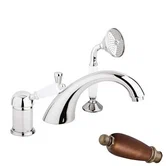 ELITE-BVDM-03-Bi Смеситель на борт ванной однорычажный с выдвижным душем и переключателем, исполнение золото, ручка белая  ELITE-BVDM-01-Nc Хром ручка  Орех Cezares