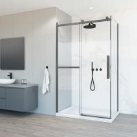 Душевой уголок прямоугольный VSR-1CS9011CLGM 1100x900x1950 профиль вороненая сталь стекло прозрачное VINCEA