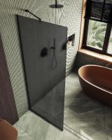 Душевая перегородка в профиле MaybahGlass 1950*690 Стекло 8 мм Графит матовый   Профиль: Узкий, Цвет Черный MGD-704-6у