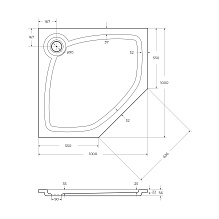 Поддон  из искусственного мрамора, пятиугольный
 TRAY-S-P-100-56-W 1000x1000x56 Cezares