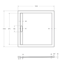 Поддон литой из искусственного мрамора, квадратный TRAY-AS-A-100-30-NERO 1000x1000x30 Cezares