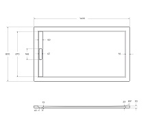 Поддон литой из искусственного мрамора, прямоугольный TRAY-AS-AH-140/80-30-W 1400x800x30 Cezares